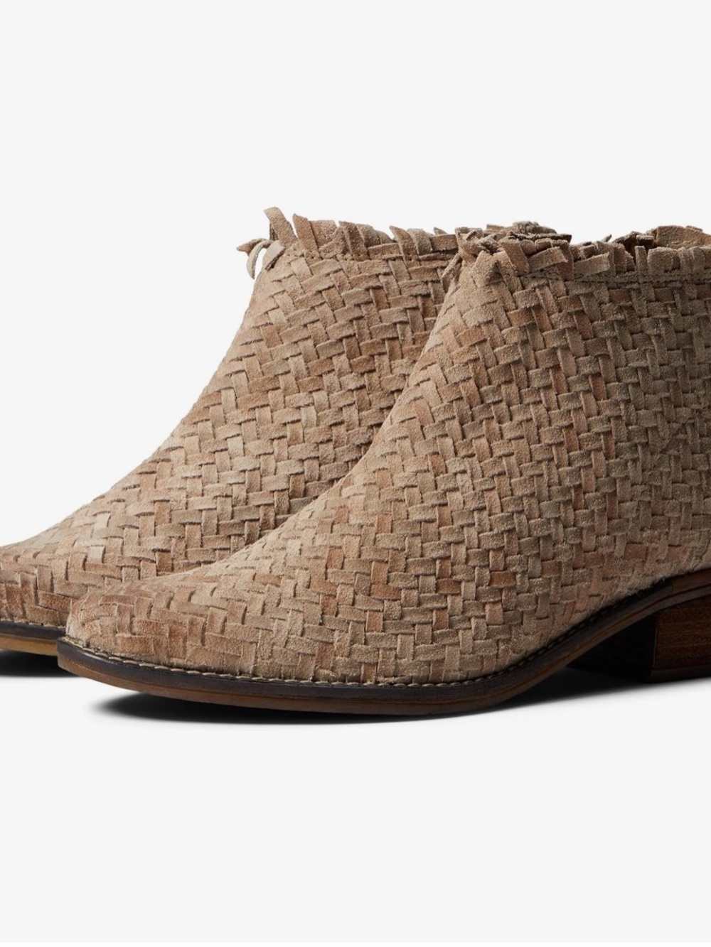 Very Volatile Woven Suede Ankle Booties in Tan
